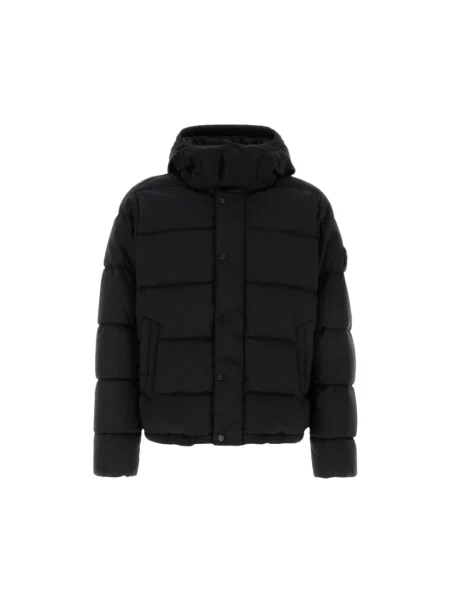 Lniana kurtka Stone Island z kamieniami czarna