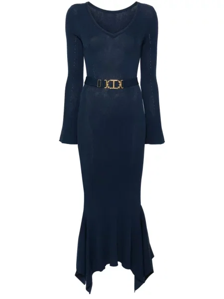 Rochie midi Twinset cu volane până la genunchi de costum albastru