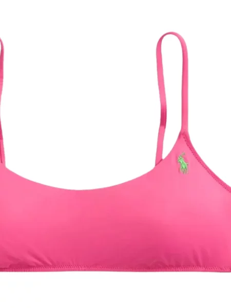 Jacquard felső Polo Ralph Lauren autogrammal rózsaszín