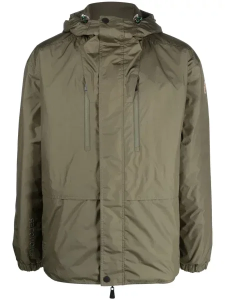 Geacă cu puf Moncler Grenoble cu pene cu glugă verde