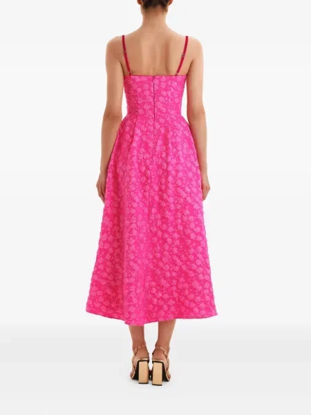 Rochie midi Post Meridiem din jacard până la genunchi de costum roz