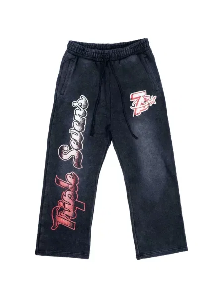 Pantaloni Triple Sevens cu imagine alergare negru