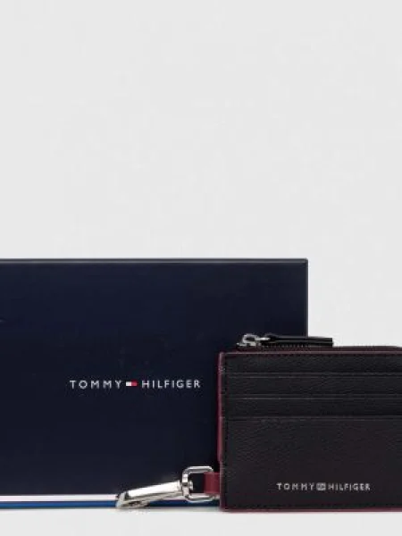 Bőr pénztárca Tommy Hilfiger fekete