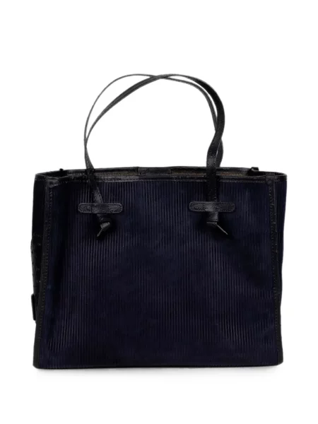 Geantă shopper Gianni Chiarini de catifea cord albastru
