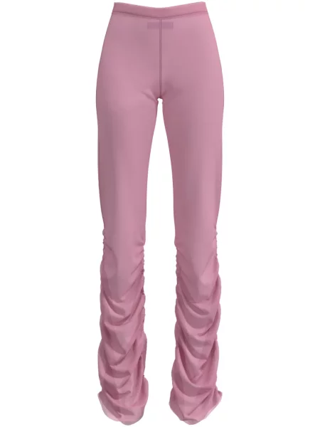 Pantaloni Margherita Maccapani cu volane din crep roz