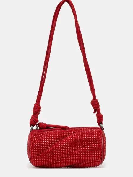 Torbica iz semiša Fiorucci Suede Rhinestone Micro Mella rdeča