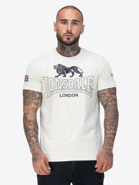LONSDALE Majica HAZELHURST modra / rdeča / črna / off-bela bela