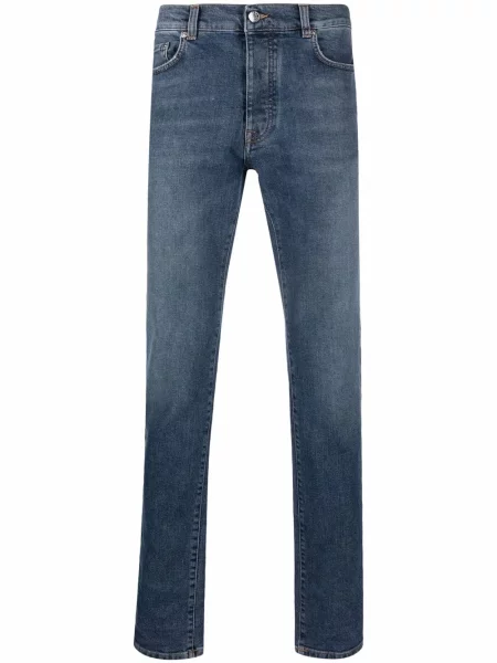 Blugi skinny Iceberg cu broderie skinny fit albastru