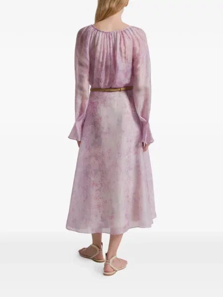 Gėlėtas midi sijonas Alberta Ferretti iki kelių violetinė