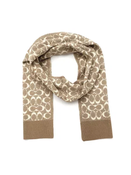 COACH Šal METALLIC SIGNATURE C SCARF bež bela