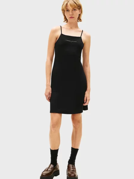 Джинсова сукня Tommy Jeans з ремінцями чорна
