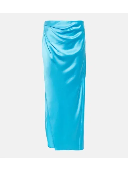 Fustă midi The Sei de mătase până la genunchi albastru