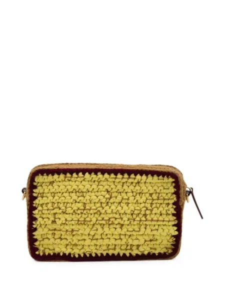Плетена чанта Marni с автограф жълто