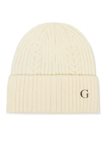 Шапка Guess бежово бяло