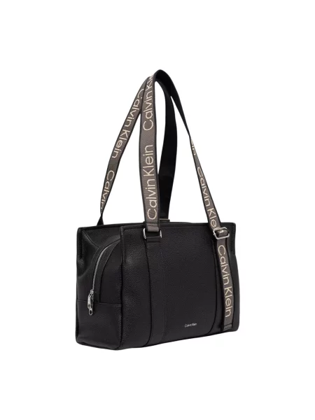 Torba shopper z mieszanki bawełny Calvin Klein czarna