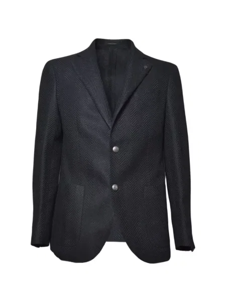 Sacou Gabriele Pasini cu model herringbone albastru