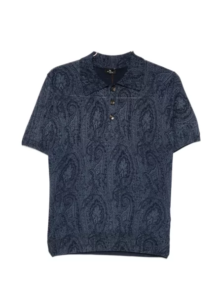 Tricou polo Etro cu imagine cu model paisley albastru