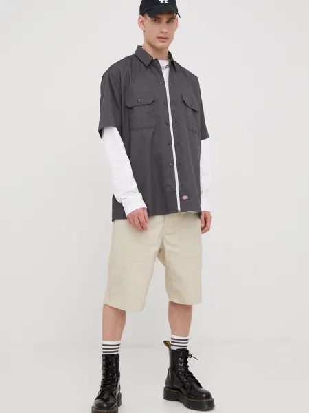 Рубашка Dickies мужская regular классический воротник серый