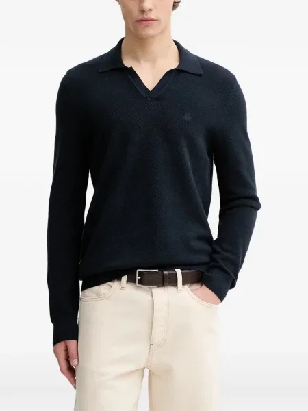 Tricou Marc O'polo cu decolteu în V lung albastru