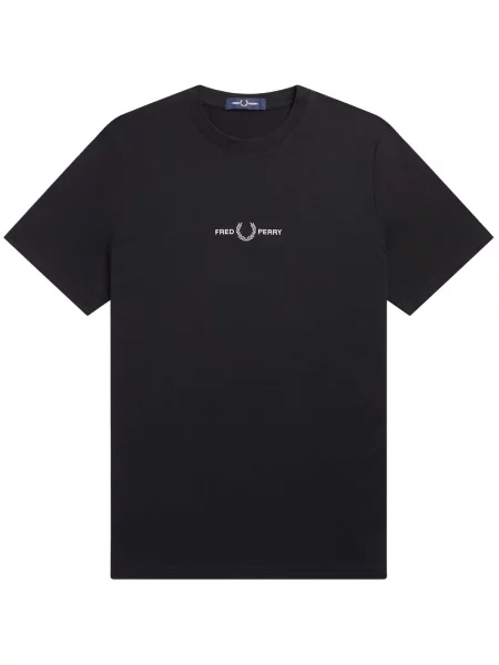 T-shirt FRED PERRY Embroidered T-Shirt Black S crna