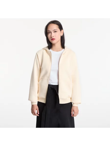 Суитшърт Urban Classics Fluffy Zip Hoody White Sand M бяло