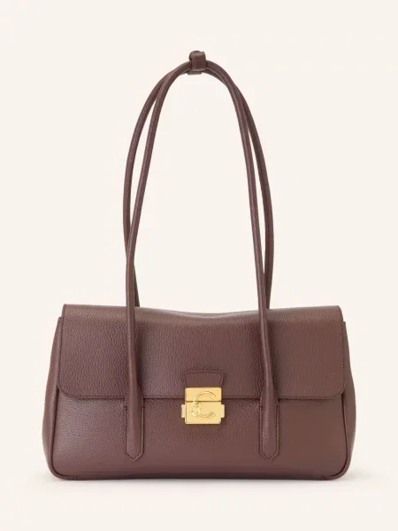 Coccinelle torebka shopper skórzana C-ME LOCK brązowa