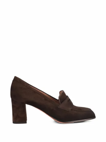 Pantofi cu toc Santoni din piele de căprioară maro