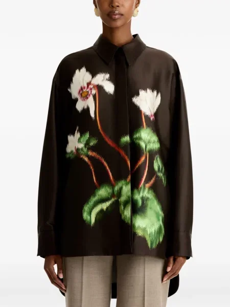 Bluză Oscar De La Renta cu model floral maro