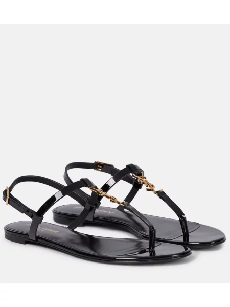 Kožne tangice Saint Laurent od lakirane kože crna