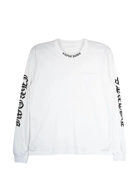 Lung tricou Chrome Hearts cu imagine cu motiv cu inimi alb