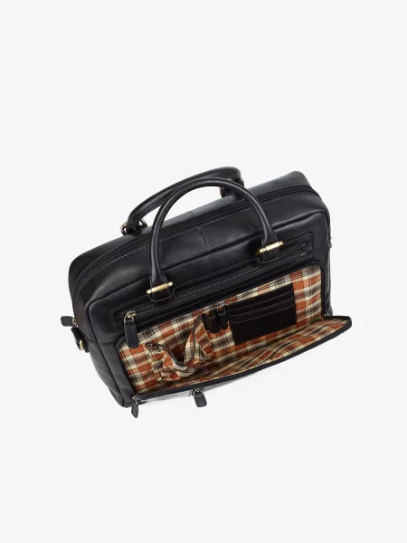 Кожаная сумка для ноутбука Inbag черная
