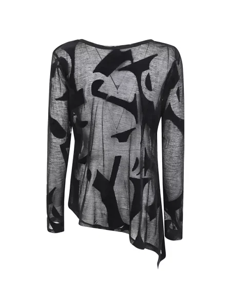 Top Y's cu imagine cu imprimeu abstract asimetric negru