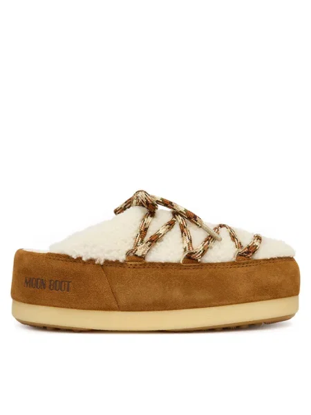 Moon Boot śniegowce zamszowe MB EVX MULE SHEARLING na platformie brązowy