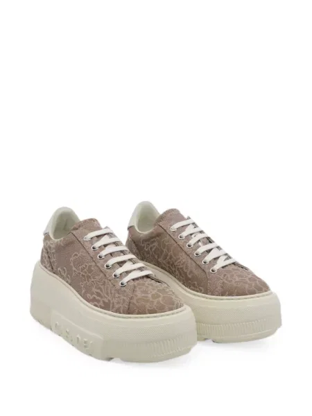 Sneakerși Casadei din dantelă maro