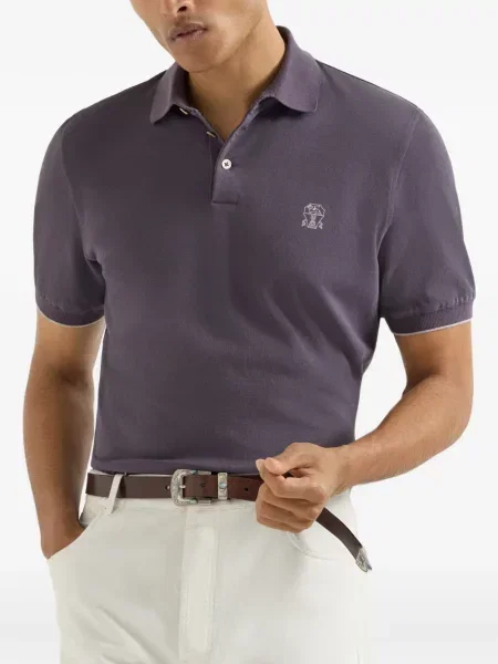 Tricou polo Brunello Cucinelli cu autograf violet
