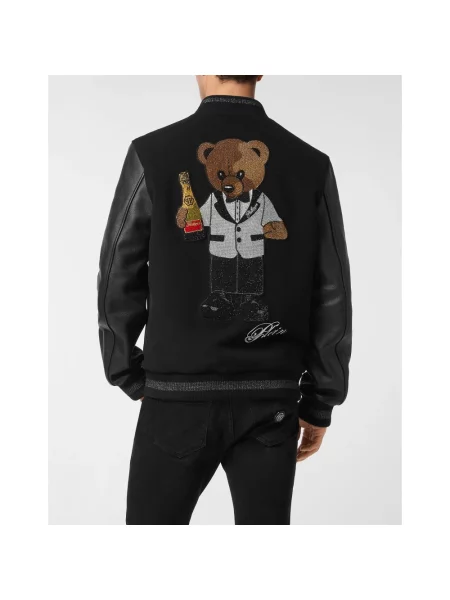 Kurtka skórzana Philipp Plein typu teddy czarna