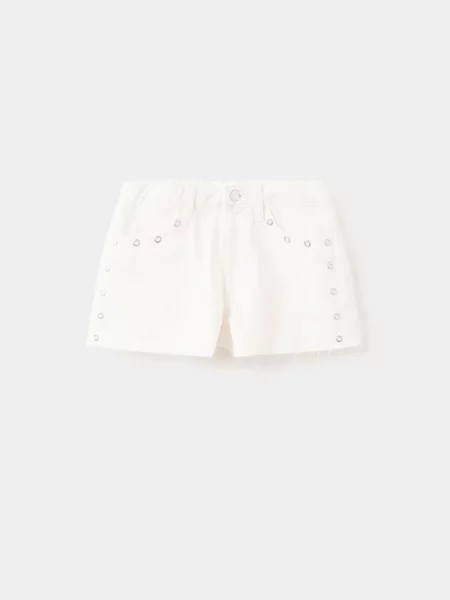 Szorty z oczkami Dzieci lata MANGO KIDS biały
