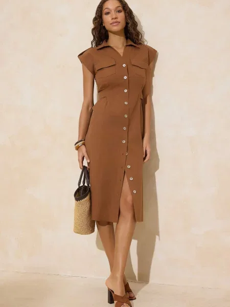 Trendyol Rochie tip bluză pueblo maro
