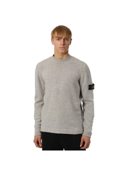 Dzianinowy sweter Stone Island z kamieniami szary