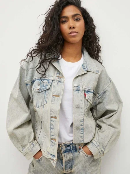 Traper jakna Levi's za žene za prijelazno razdoblje oversize siva