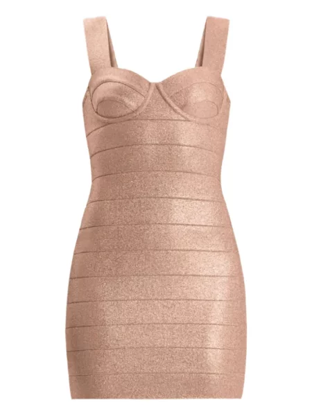 Rochie mini Hervé Léger de costum auriu