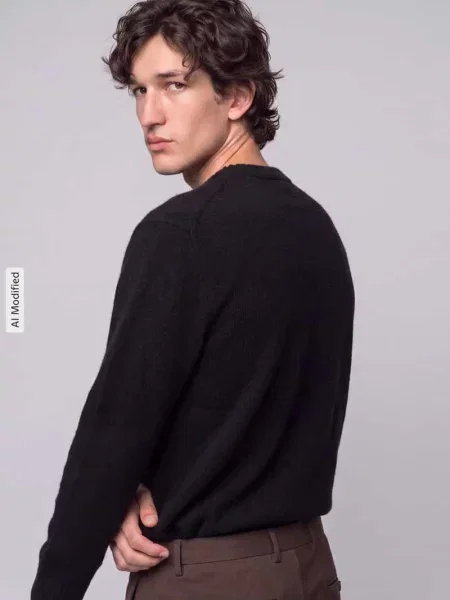 Sweter o kroju relaxed fit z mieszanki bawełny model ALEX' Selected czarny