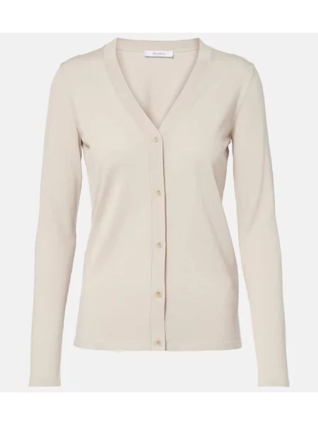 Cardigan Max Mara de mătase cu dungi bej