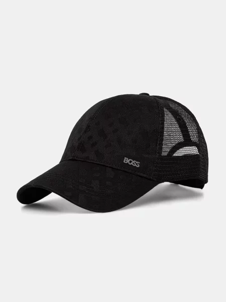 Czapka z daszkiem z wstawkami z siateczki Boss czarna