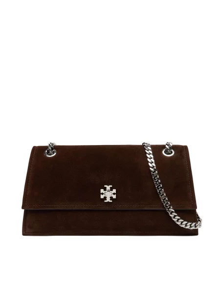 Ročna torba Tory Burch Kira Turnlock Suede Shouldr Bag rjava