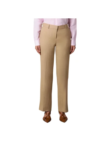 Lniane spodnie Brooks Brothers beżowe