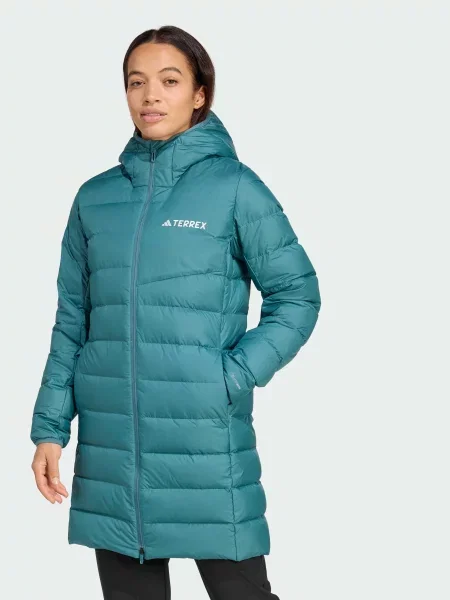 Переработанный пуховик Adidas зеленый