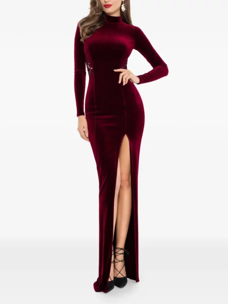 Rochie maxi Roserry de catifea roșu