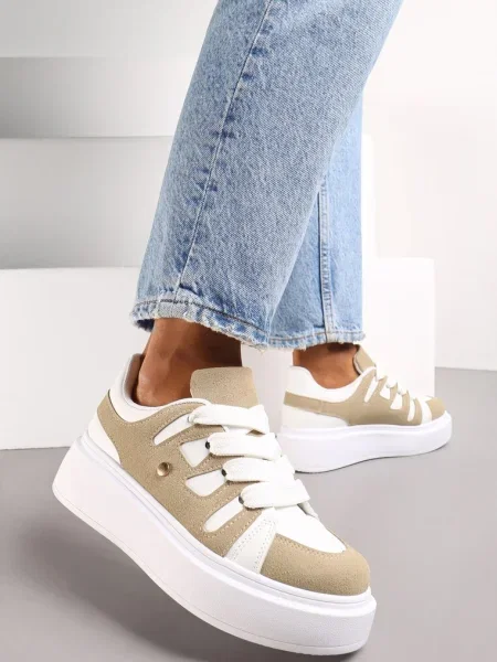 Sneakers Închis pe Platformă cu Șiret Larg Aklilu bej