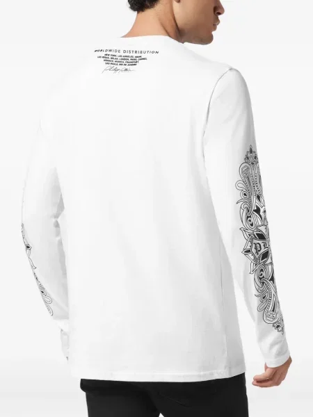 Tricou Philipp Plein lung alb